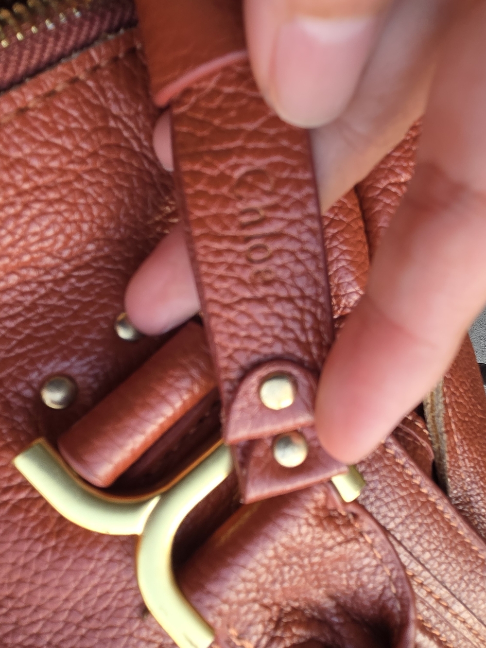 Chloe Leather Tote Handbag in Burnt Orange - Picture 6 of 12